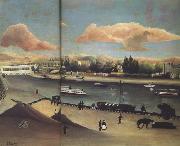 Henri Rousseau View of Point-du-Jour.Sunset Spain oil painting artist
